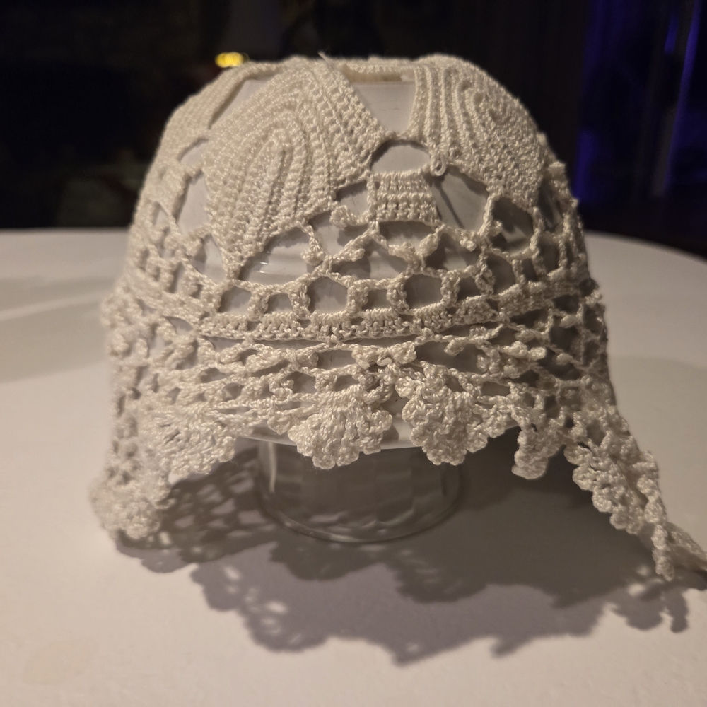 Vintage Plus Handmade White Crochet Baby's Bonnet